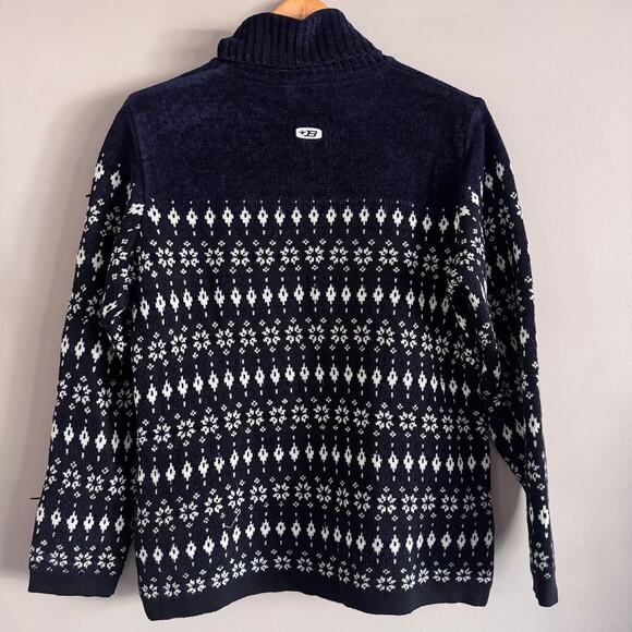 Bogner Sport Fair Isle Wool Turtleneck Sweater Navy Blue Size Medium - Picture 8 of 9